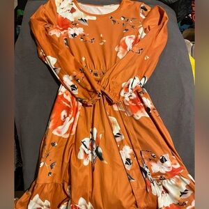 Girls size 10 handkerchief hem fall dress.